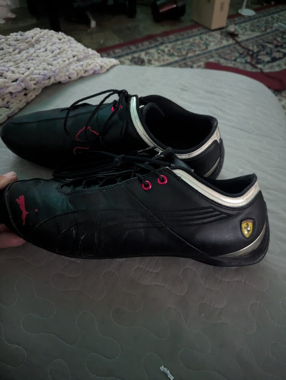 Puma Ferrari F1 Future Cat Black Leather Mens Size 13 Driving Shoes Casual